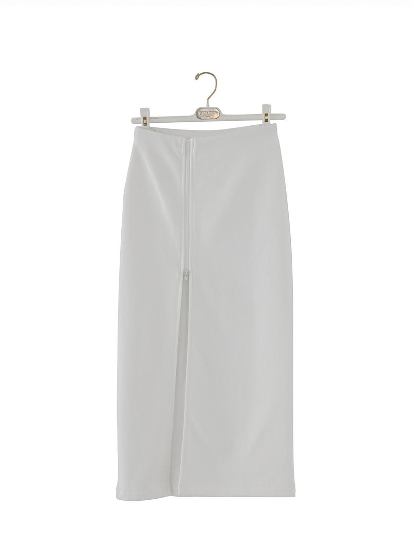 SIDE ZIPPERED MAXI SKIRT WITH SLIT