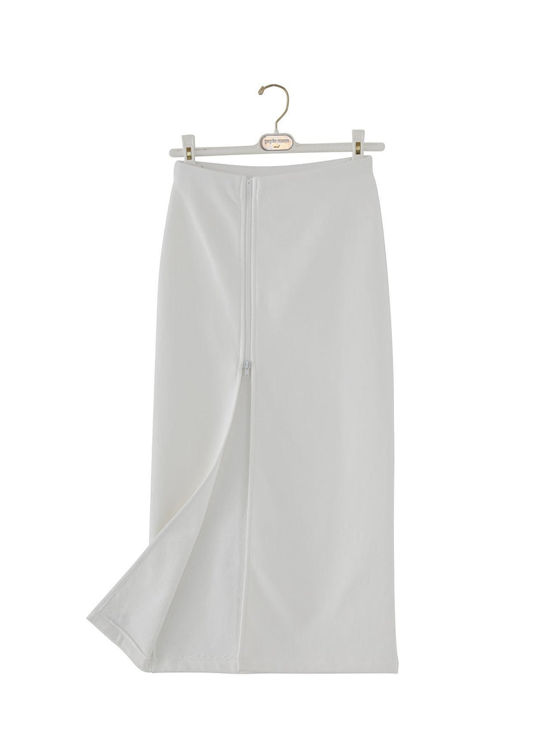 SIDE ZIPPERED MAXI SKIRT WITH SLIT