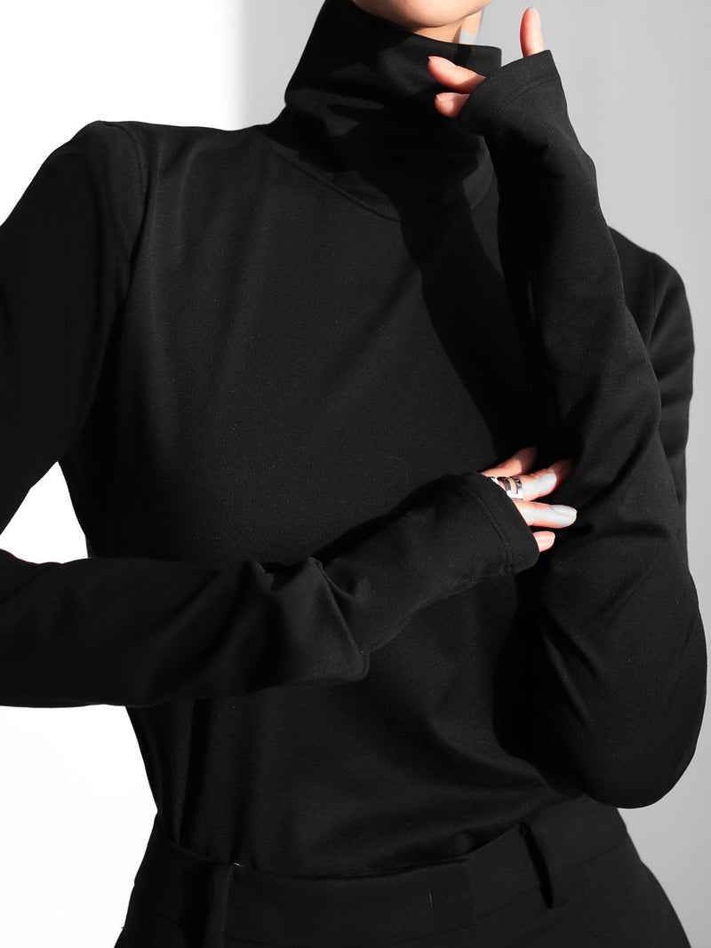 TEXTURED TURTLENECK LONG SLEEVE T-SHIRT