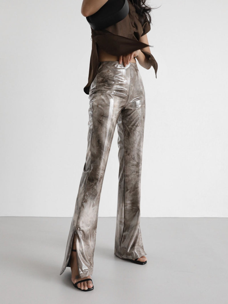 TIE-DYE ENAMEL FLARED PANTS