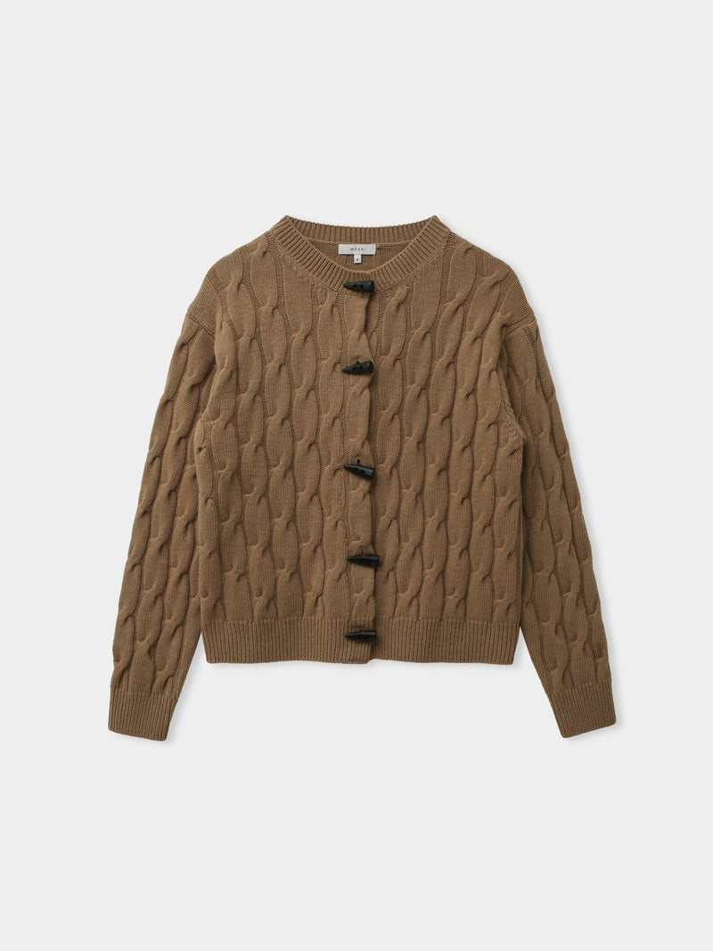TOGGLE BUTTON CABLE KNIT CARDIGAN
