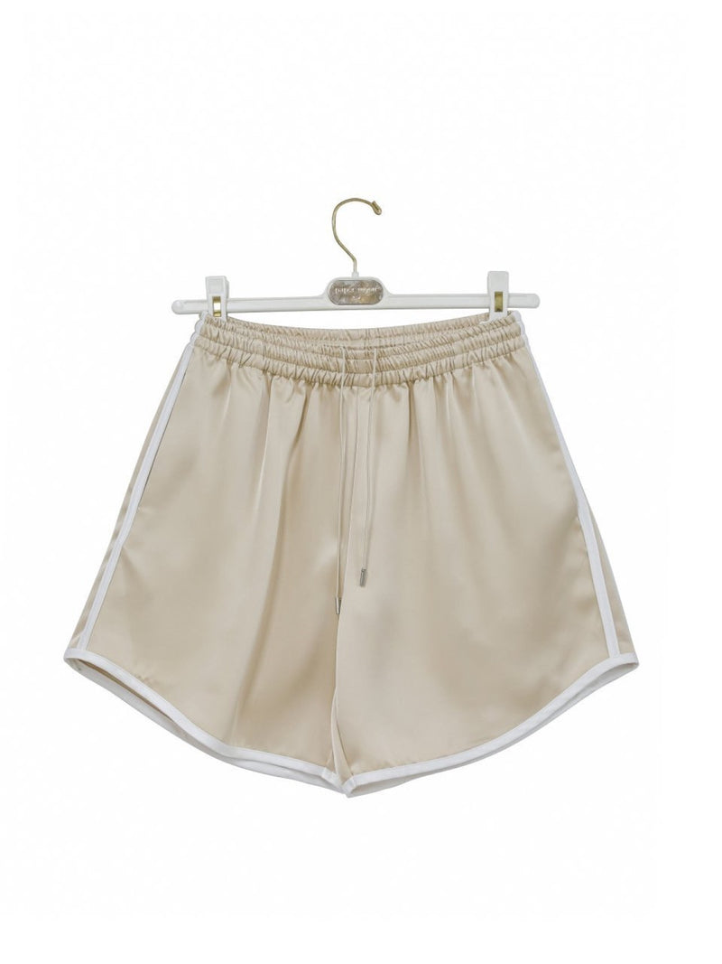 TRIMMED DETAIL SATIN SHORTS