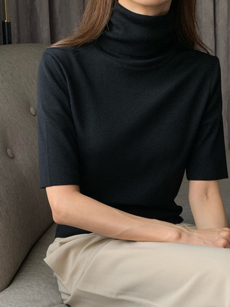 TURTLENECK HALF SLEEVE KNIT