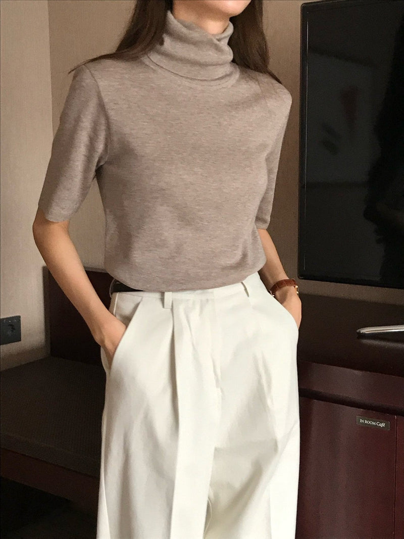 TURTLENECK HALF SLEEVE KNIT