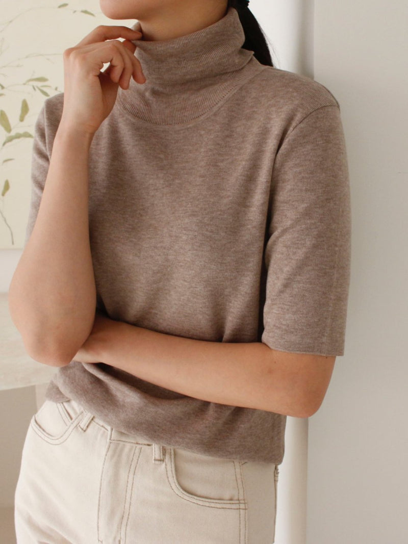 TURTLENECK HALF SLEEVE KNIT