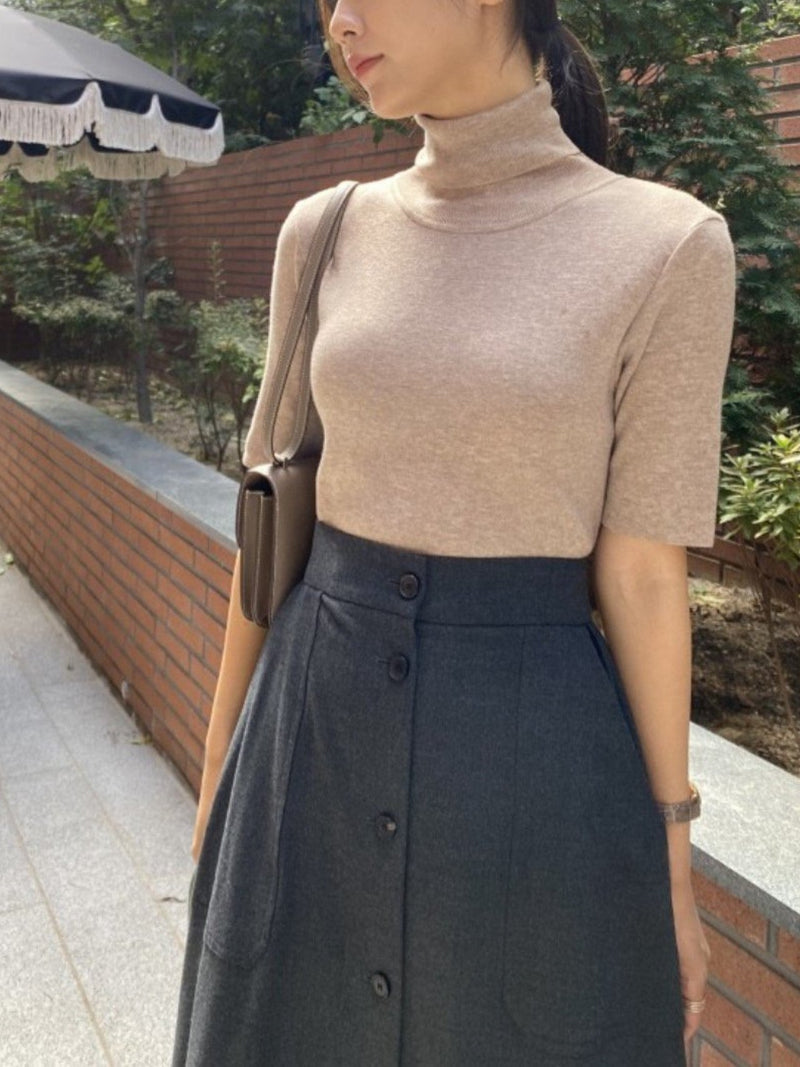 TURTLENECK HALF SLEEVE KNIT