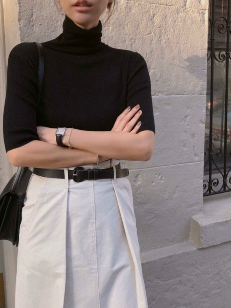 TURTLENECK HALF SLEEVE KNIT