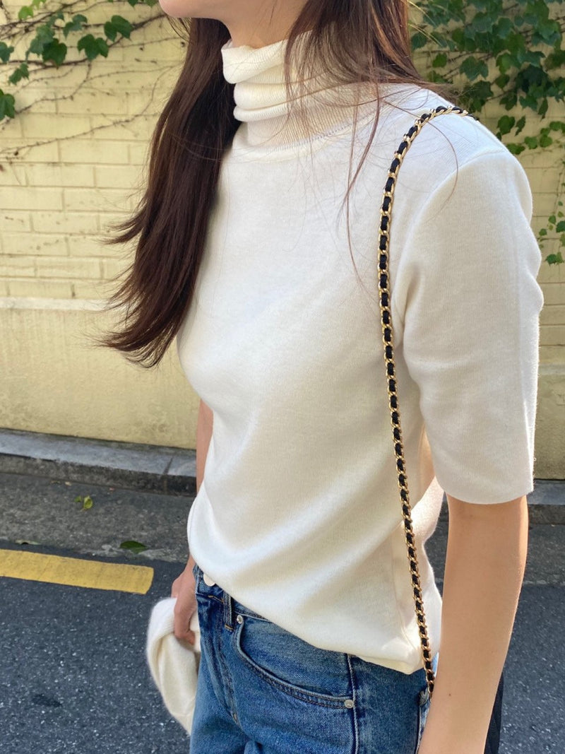 TURTLENECK HALF SLEEVE KNIT