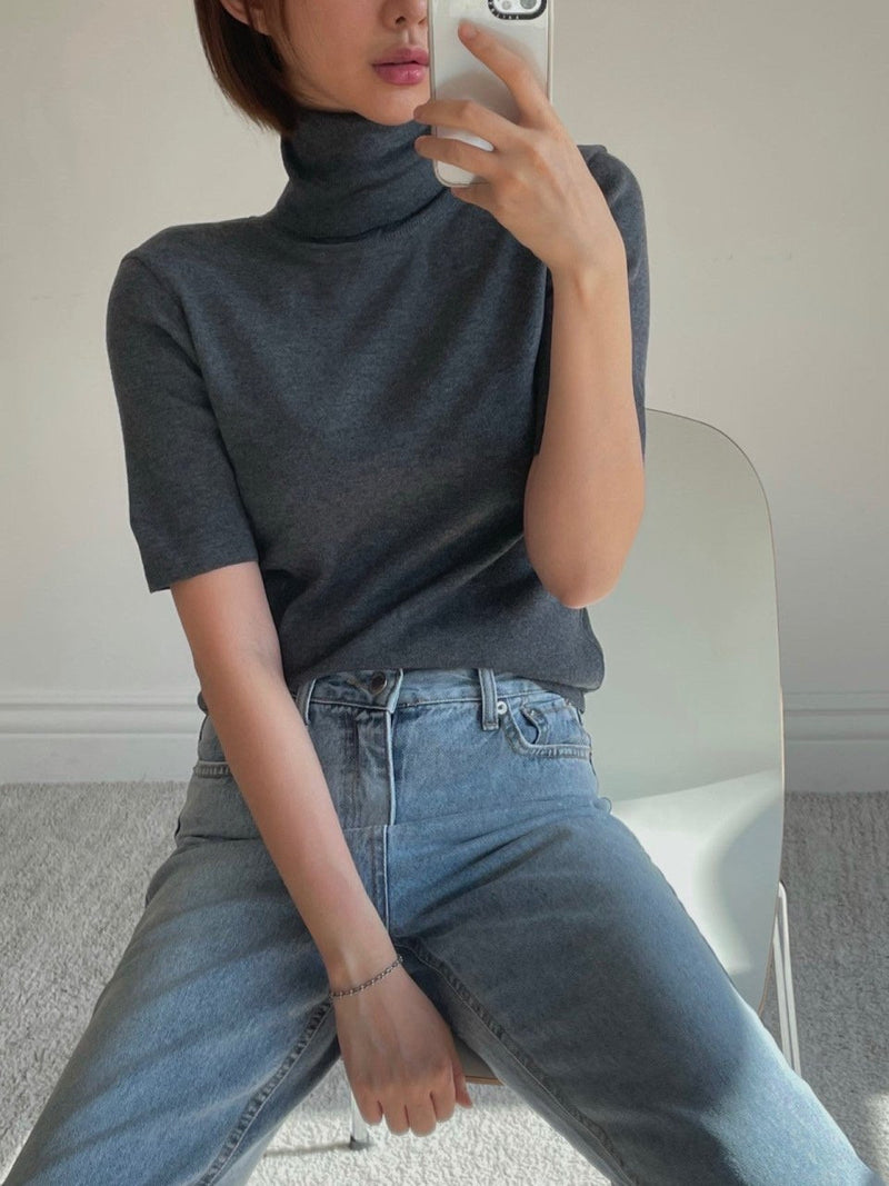 TURTLENECK HALF SLEEVE KNIT