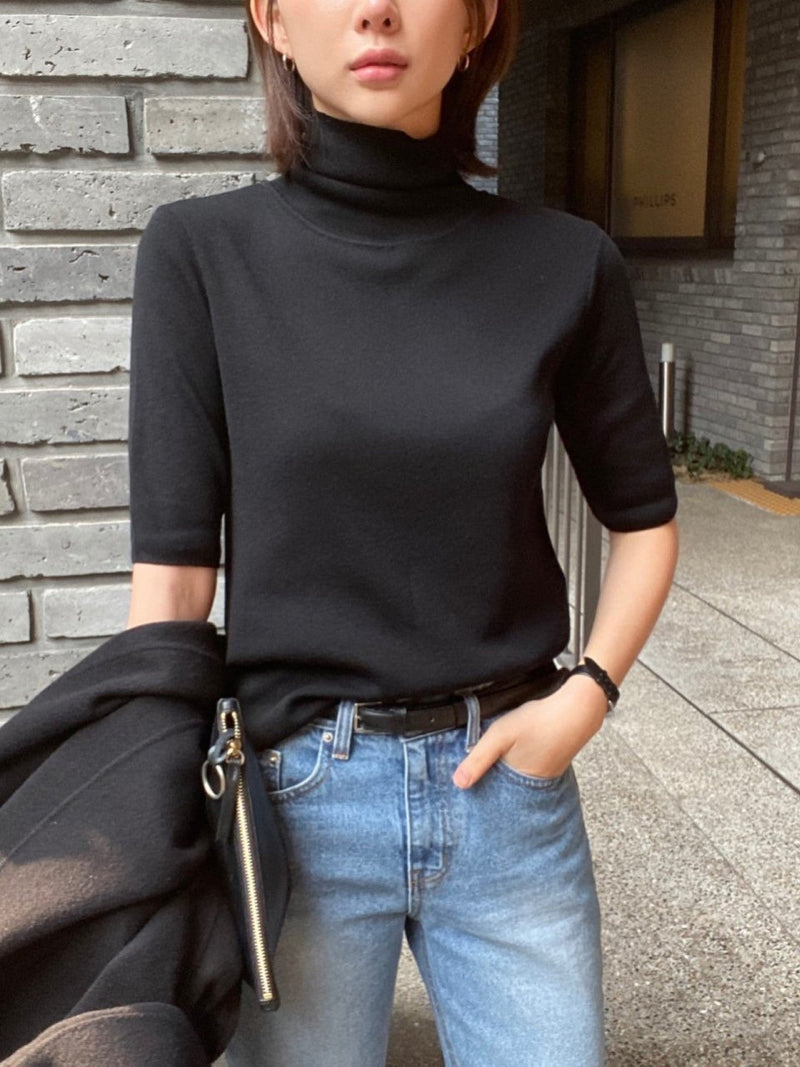 TURTLENECK HALF SLEEVE KNIT