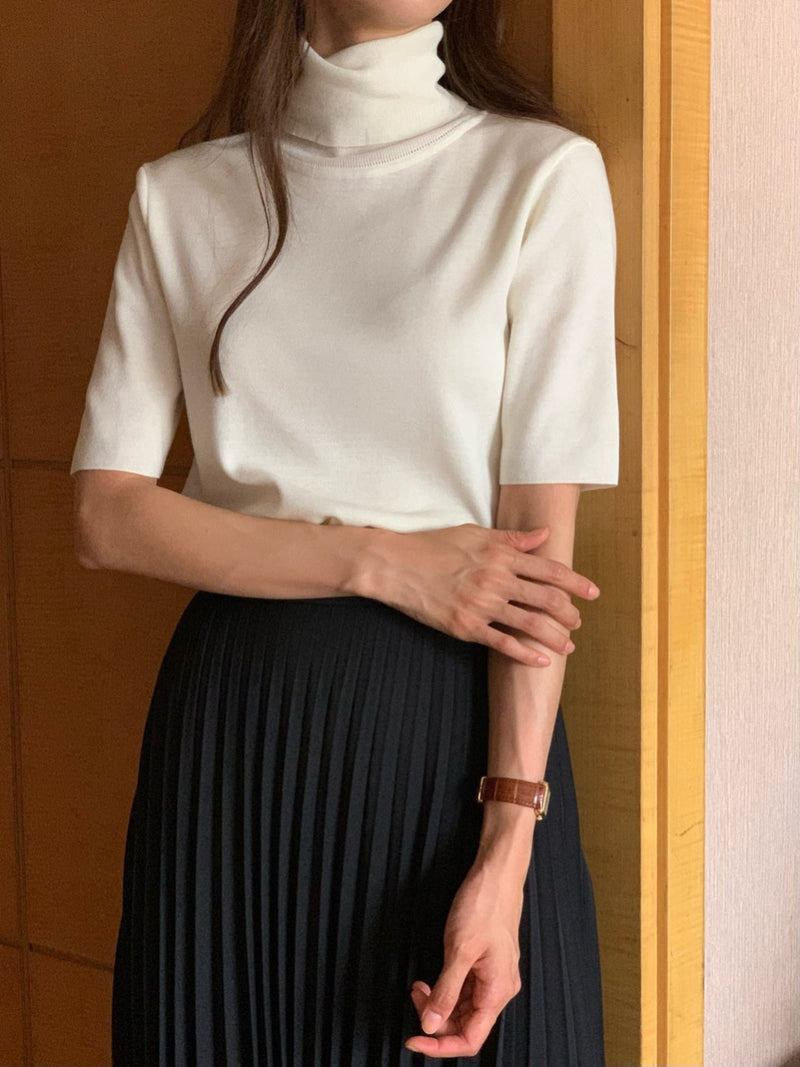 TURTLENECK HALF SLEEVE KNIT