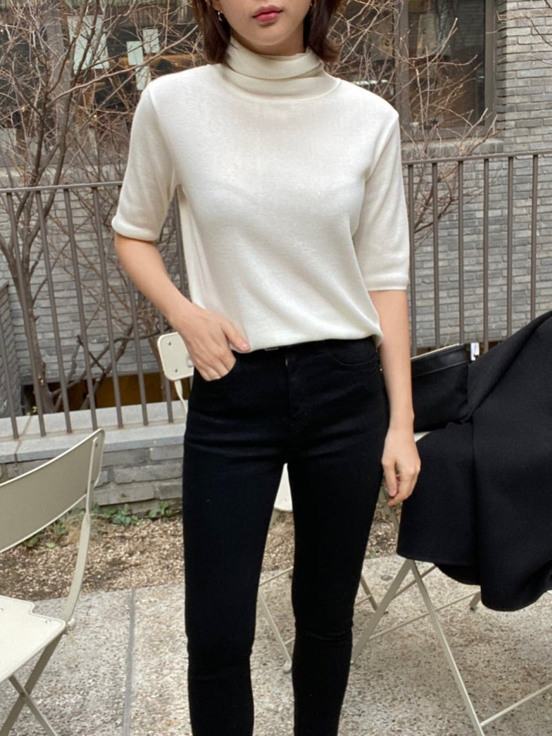 TURTLENECK HALF SLEEVE KNIT