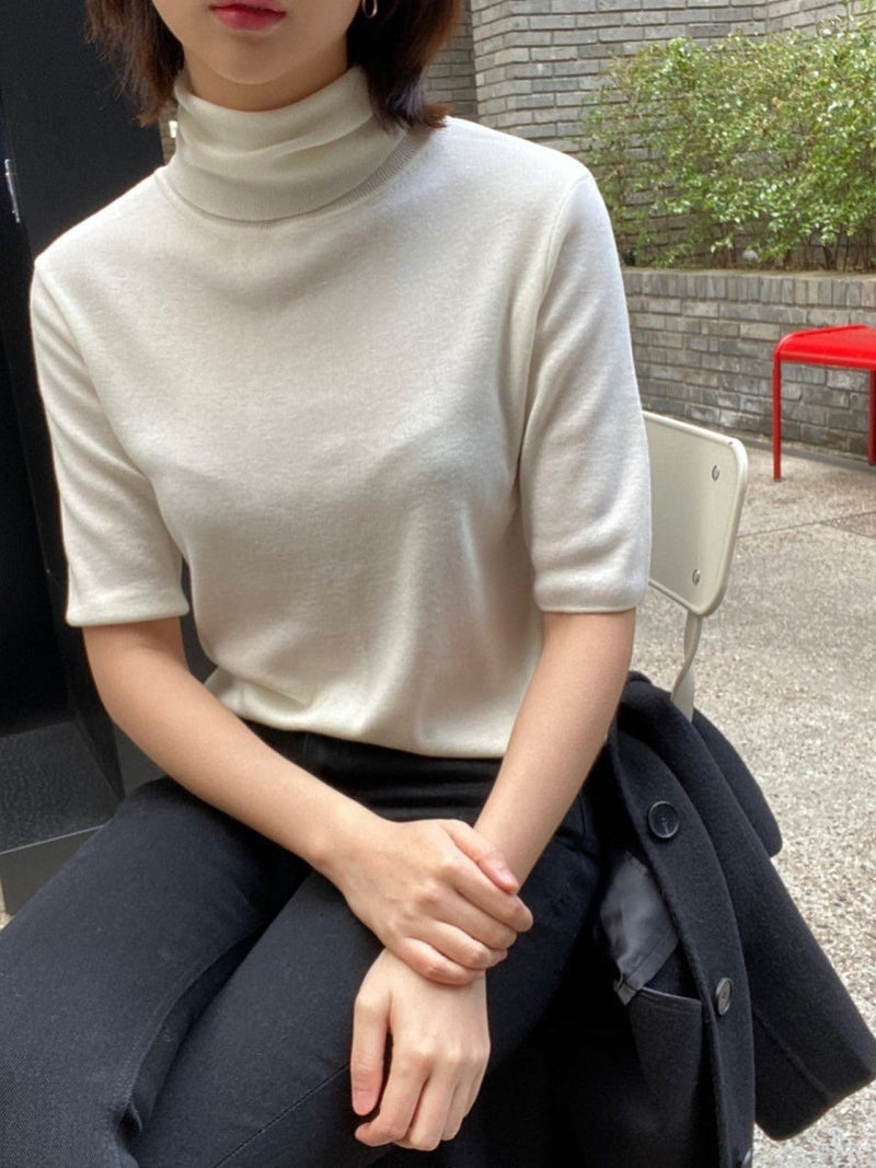 TURTLENECK HALF SLEEVE KNIT