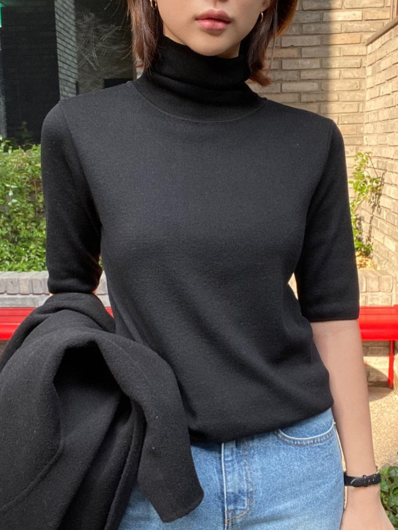 TURTLENECK HALF SLEEVE KNIT