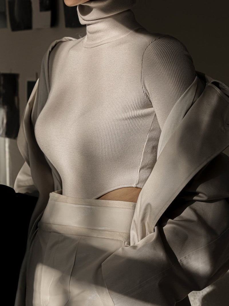 TURTLENECK RIBBED BODY SUIT
