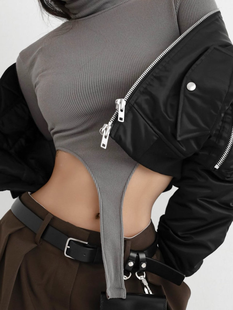 TURTLENECK RIBBED BODY SUIT