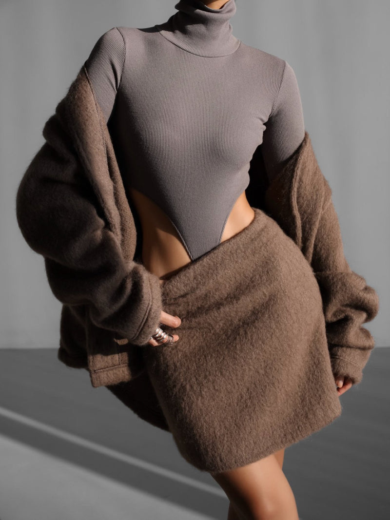 TURTLENECK RIBBED BODYSUIT