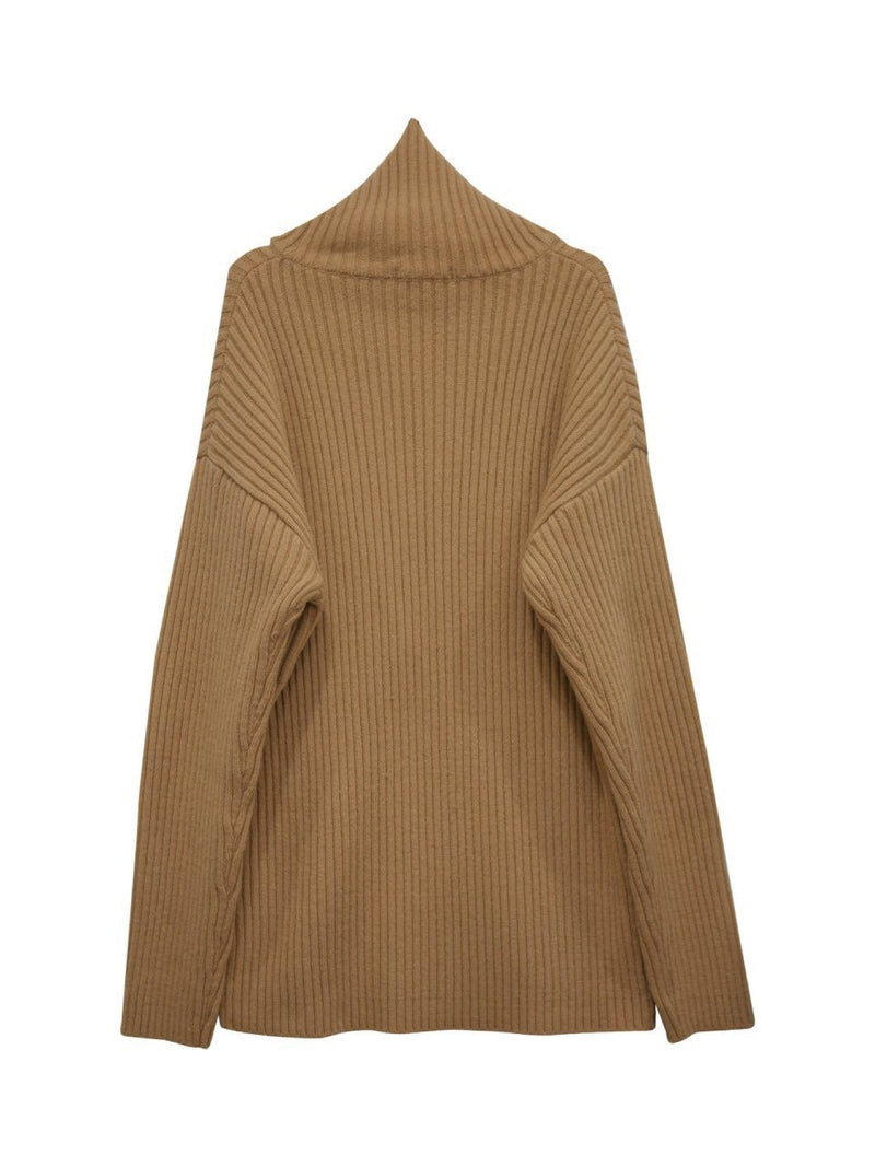 TURTLENECK RIBBED KNIT MINI DRESS