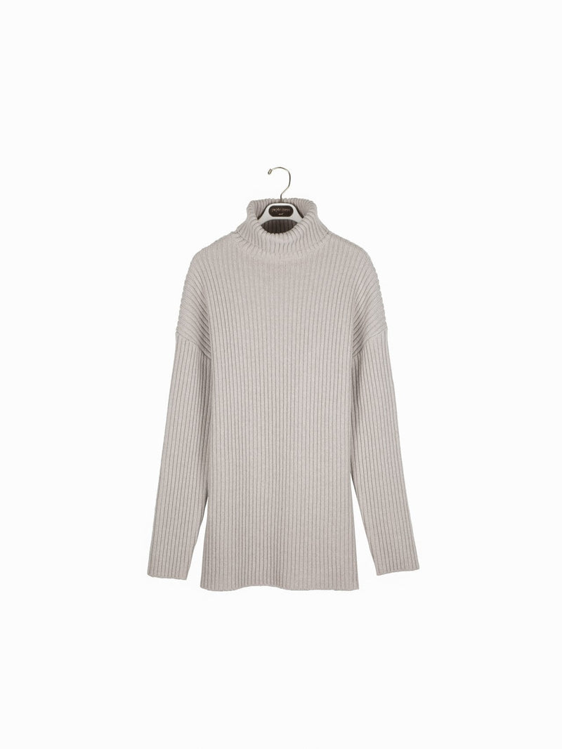 TURTLENECK RIBBED KNIT MINI DRESS
