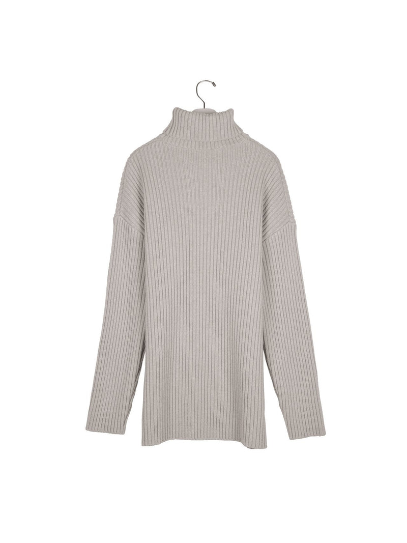 TURTLENECK RIBBED KNIT MINI DRESS