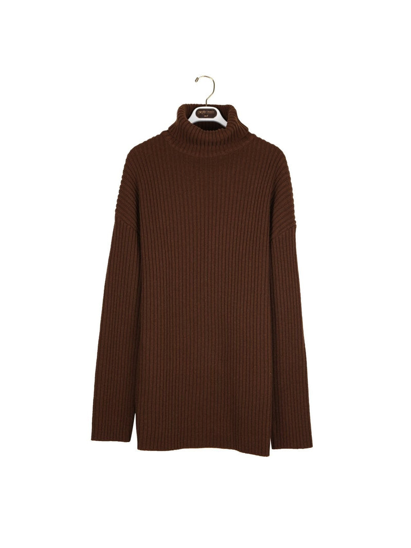 TURTLENECK RIBBED KNIT MINI DRESS