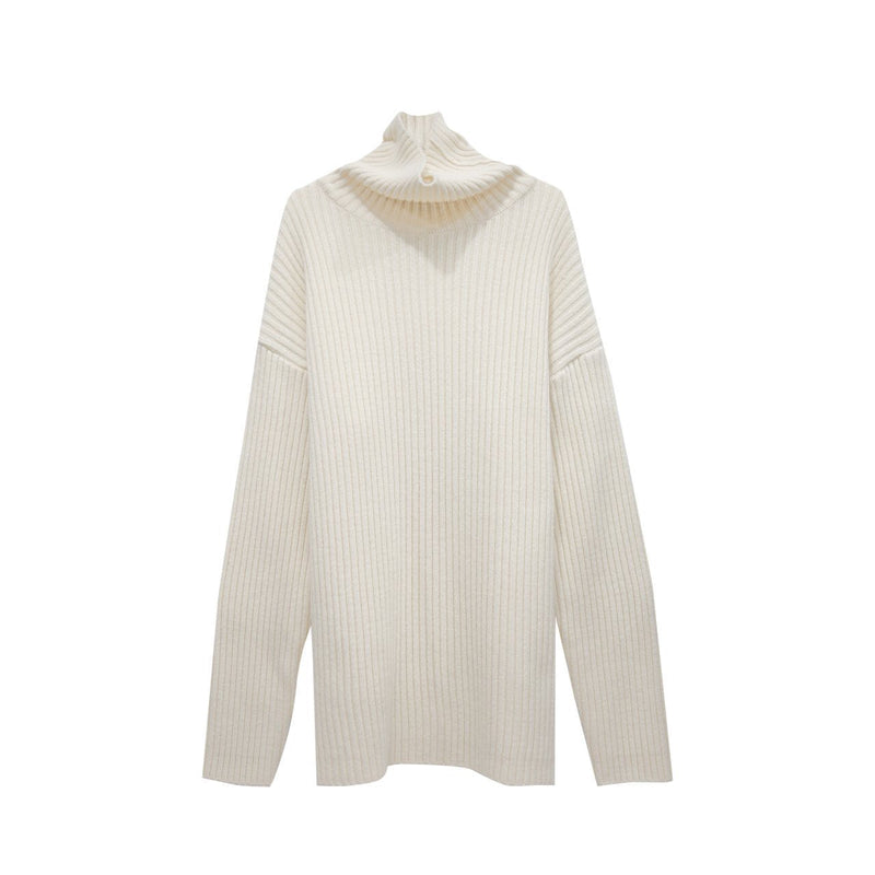 TURTLENECK RIBBED KNIT MINI DRESS