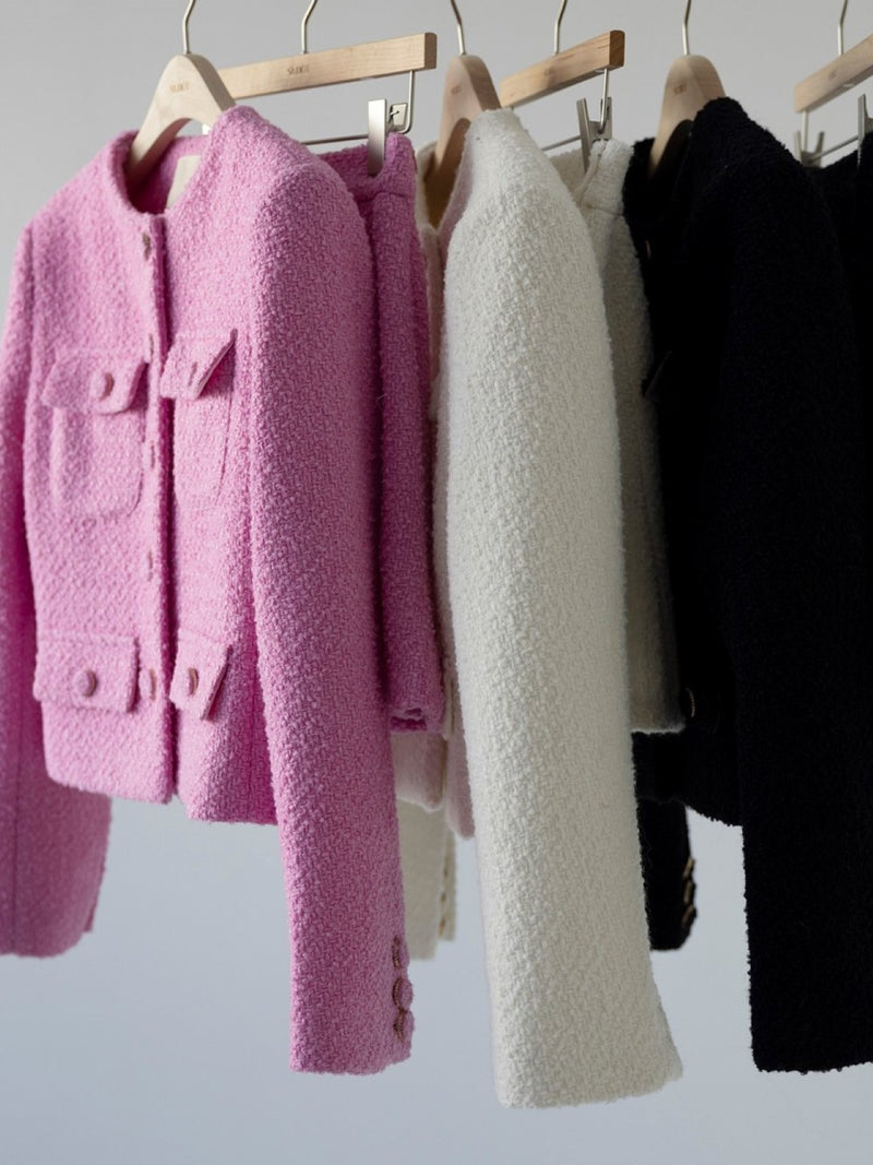 COLLARLESS TWEED JACKET