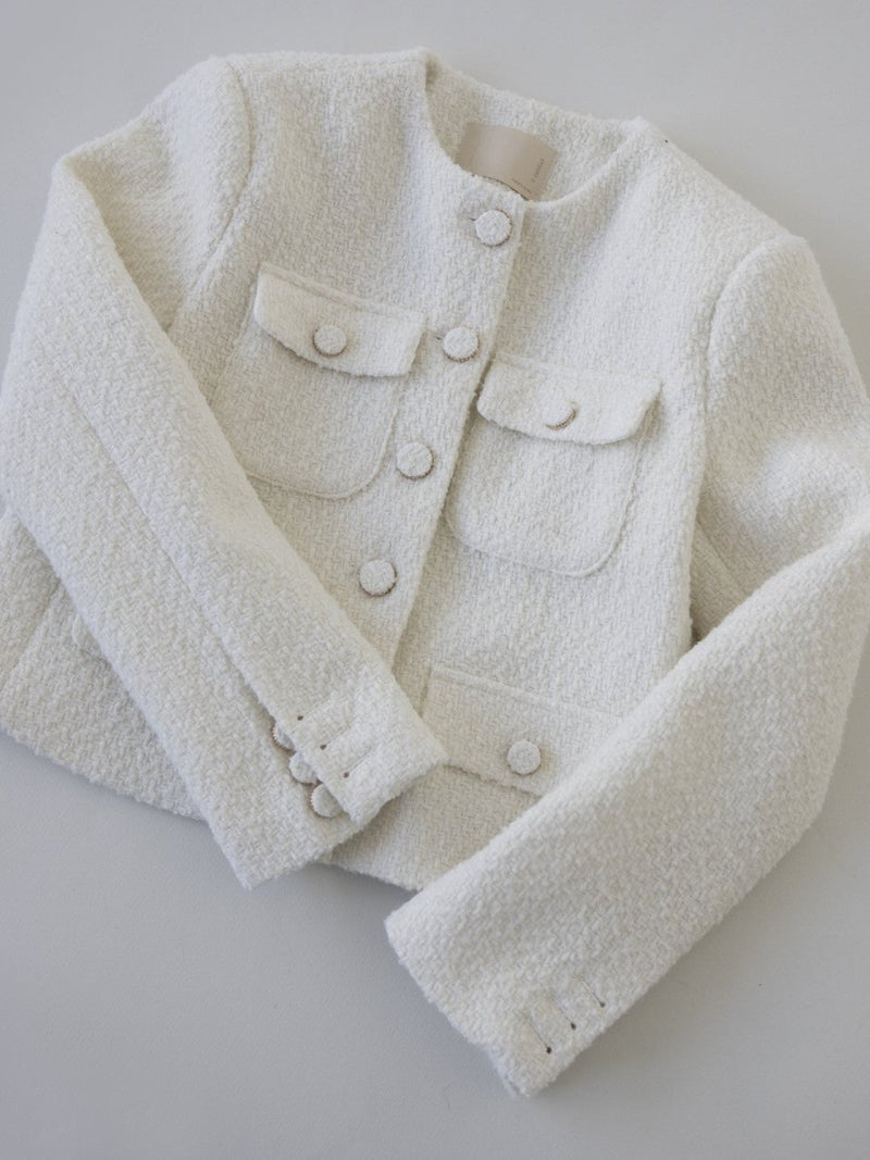 COLLARLESS TWEED JACKET
