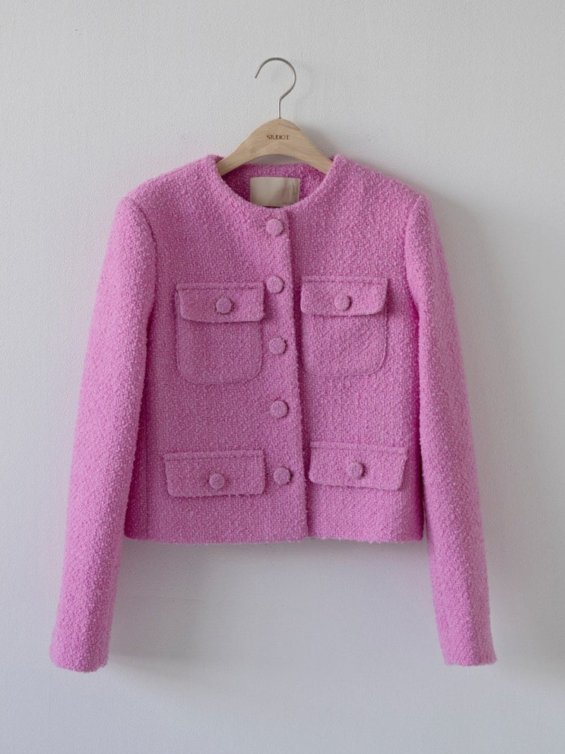 COLLARLESS TWEED JACKET