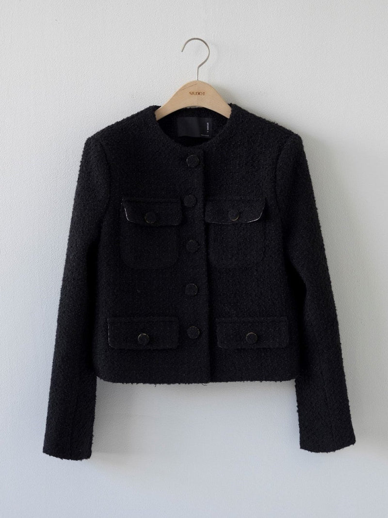 COLLARLESS TWEED JACKET