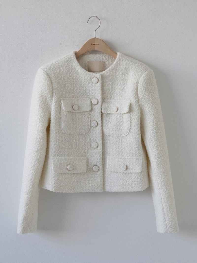 COLLARLESS TWEED JACKET