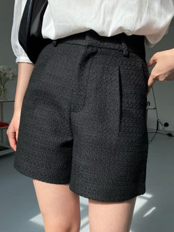 TWEED PIN TUCK SHORTS