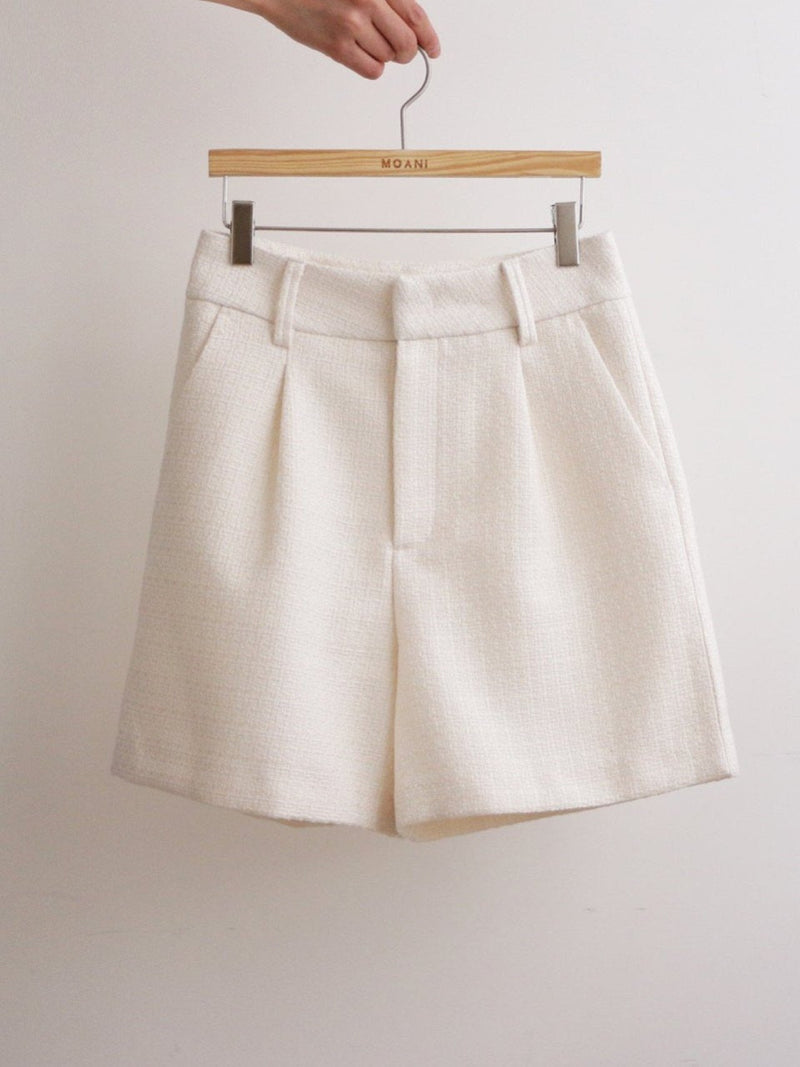 TWEED PIN TUCK SHORTS