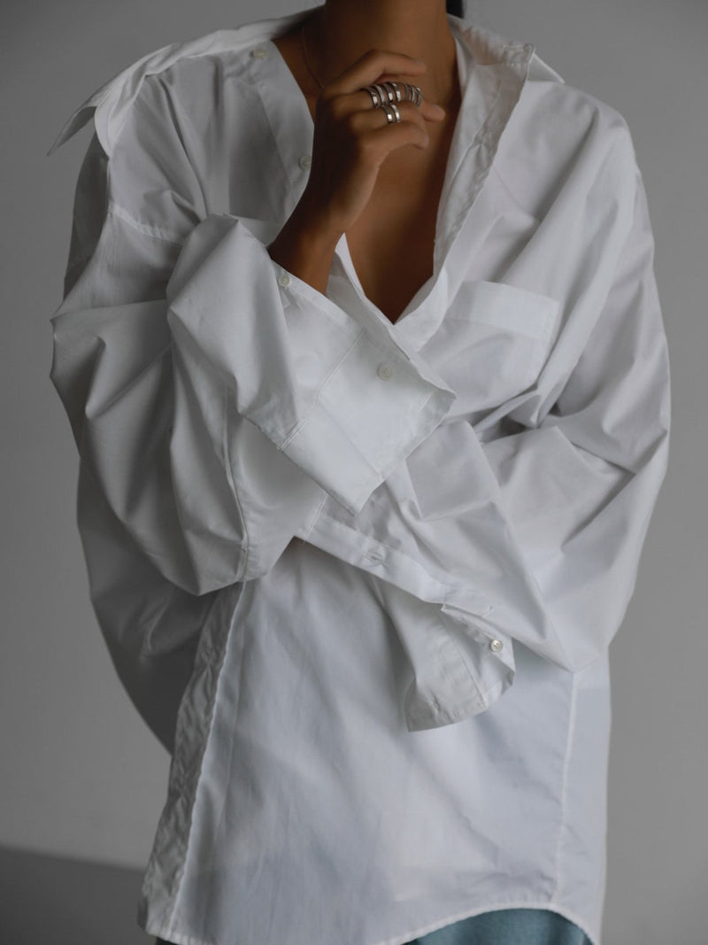 TWISTED COLLAR COTTON POPLIN SHIRT