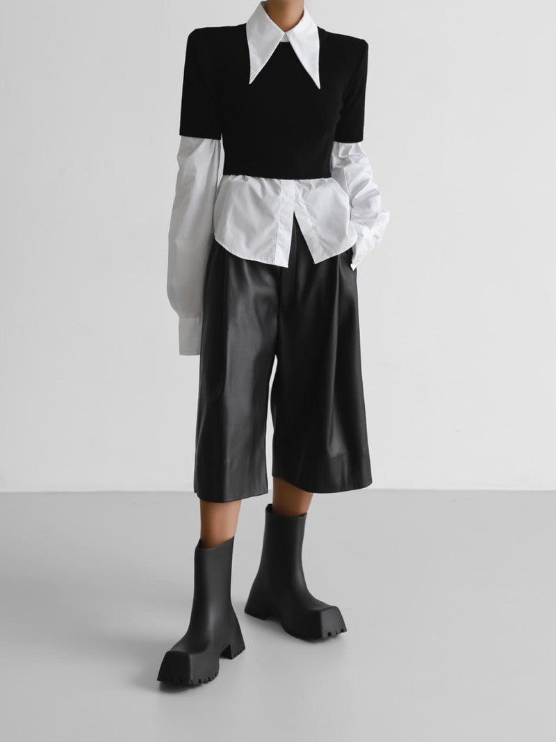 TWO-WAY DETAIL VEGAN LEATHER BERMUDA SHORTS