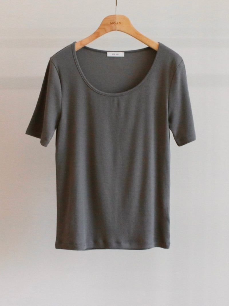 U NECK RIBBED T-SHIRT