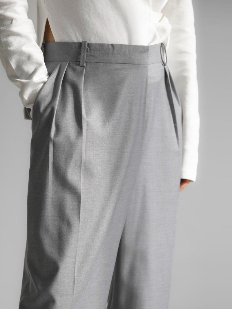 UNBALANCED FLY HIGH RISE WIDE TROUSERS