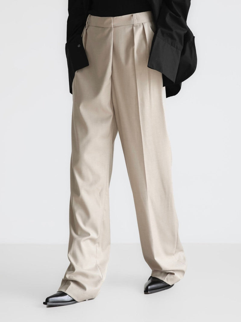 UNBALANCED FLY HIGH RISE WIDE TROUSERS