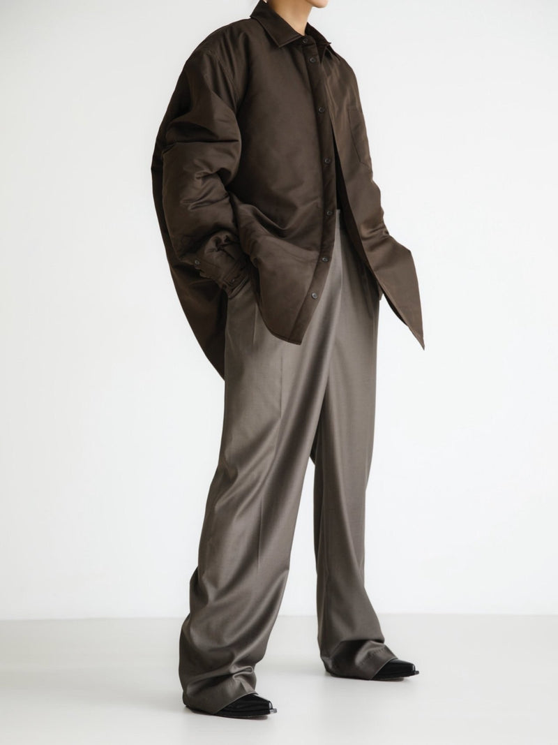 UNBALANCED FLY HIGH RISE WIDE TROUSERS