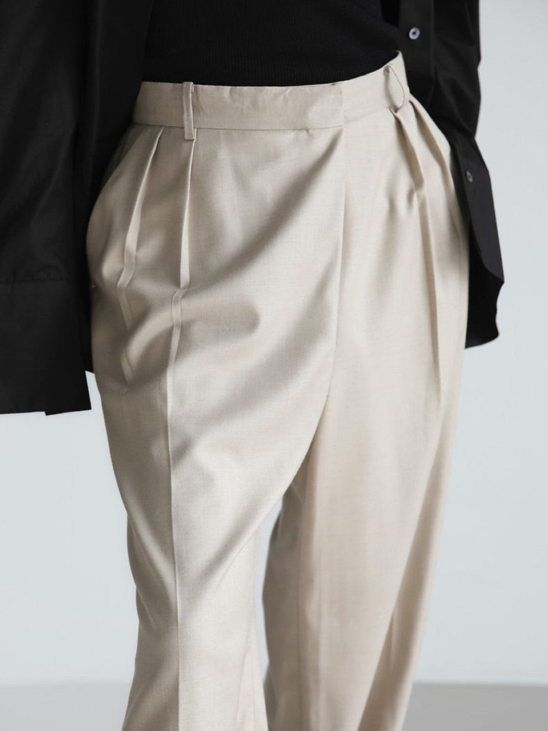 UNBALANCED FLY HIGH RISE WIDE TROUSERS