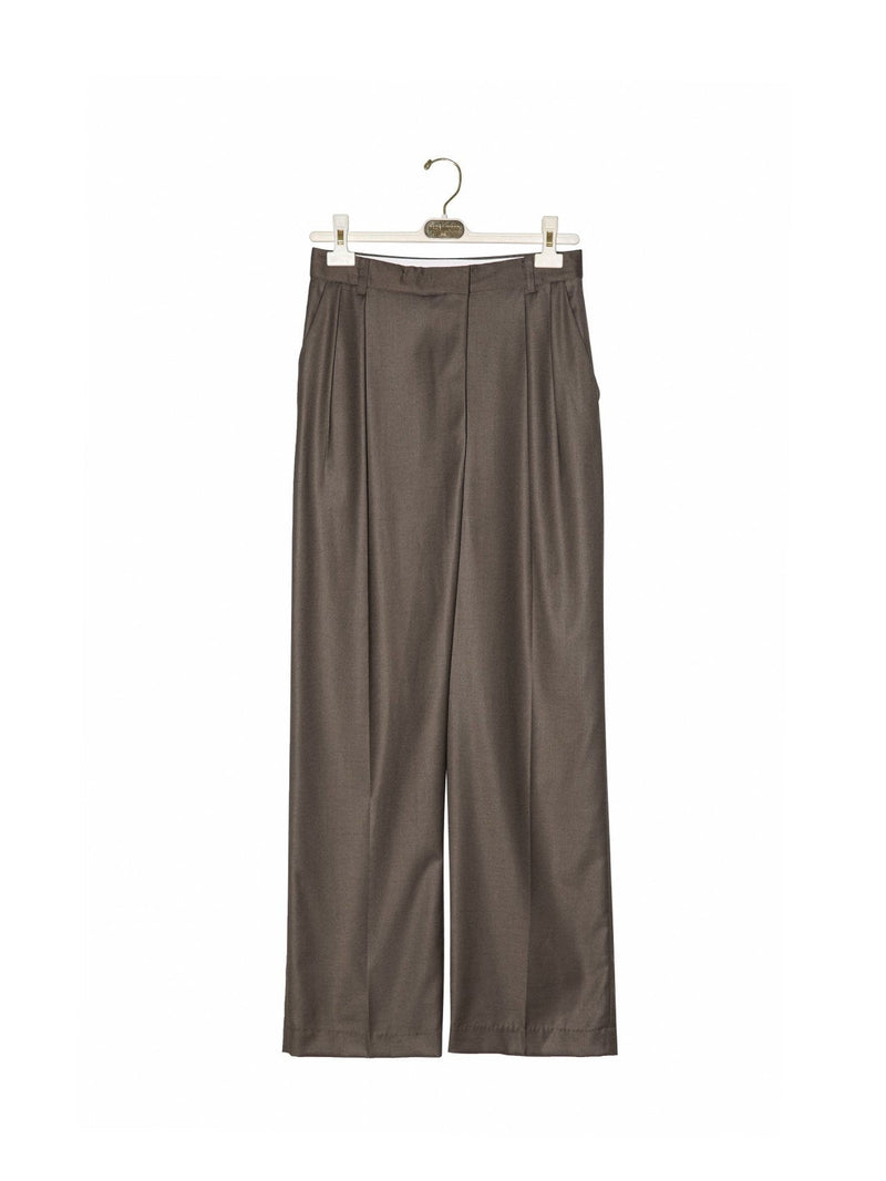 UNBALANCED FLY HIGH RISE WIDE TROUSERS