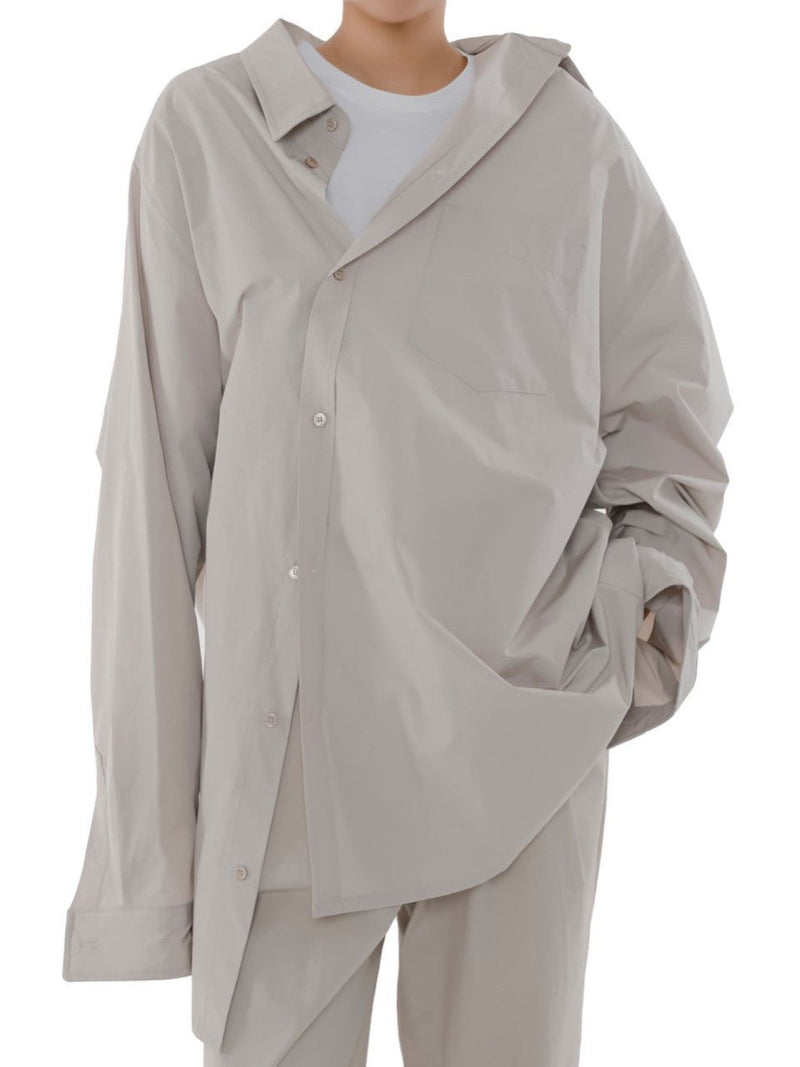 UNBALANCED OVERSIZED COTTON BUTTON DOWN SHIRT