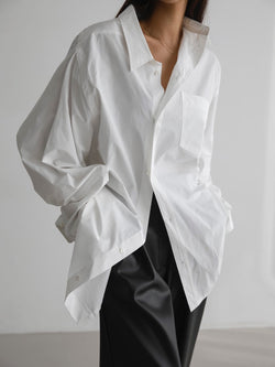 UNBALANCED OVERSIZED COTTON BUTTON DOWN SHIRT