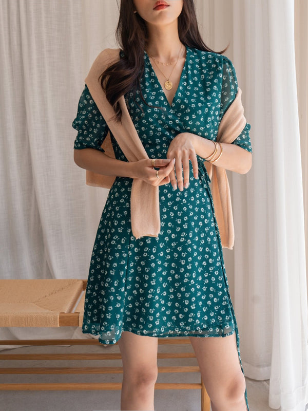 V-NECK WRAP DRESS