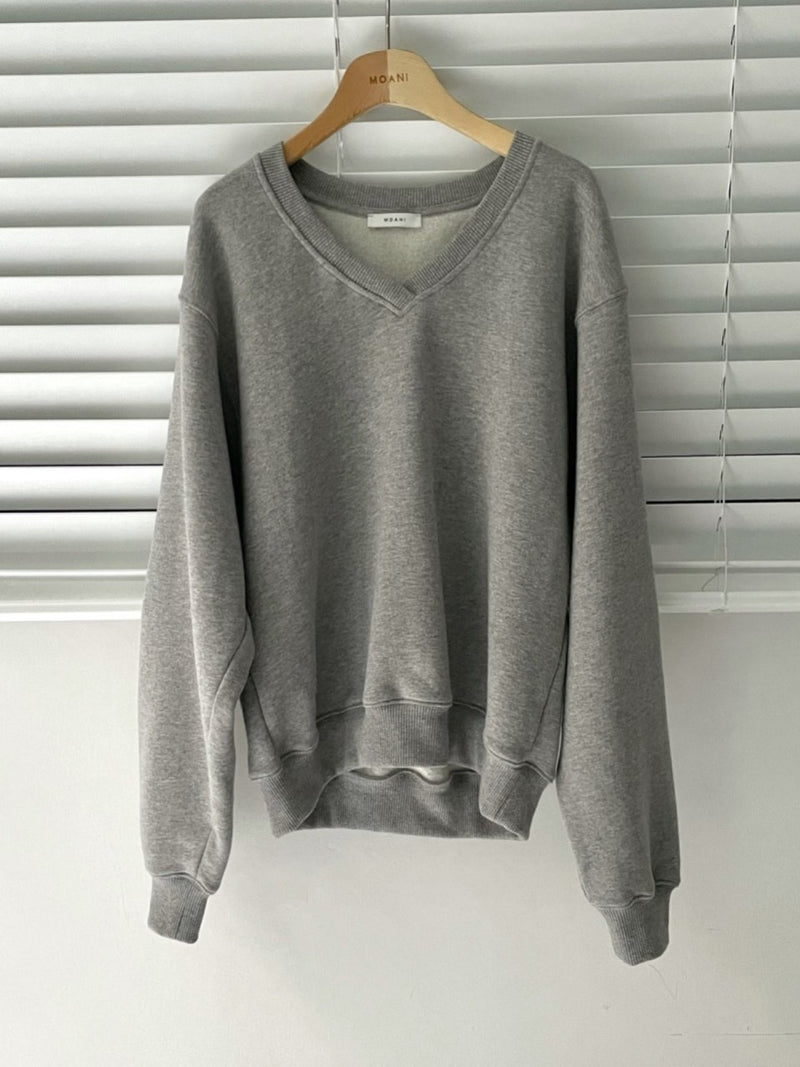 V NECK BRUSHED SWEATSHIRT