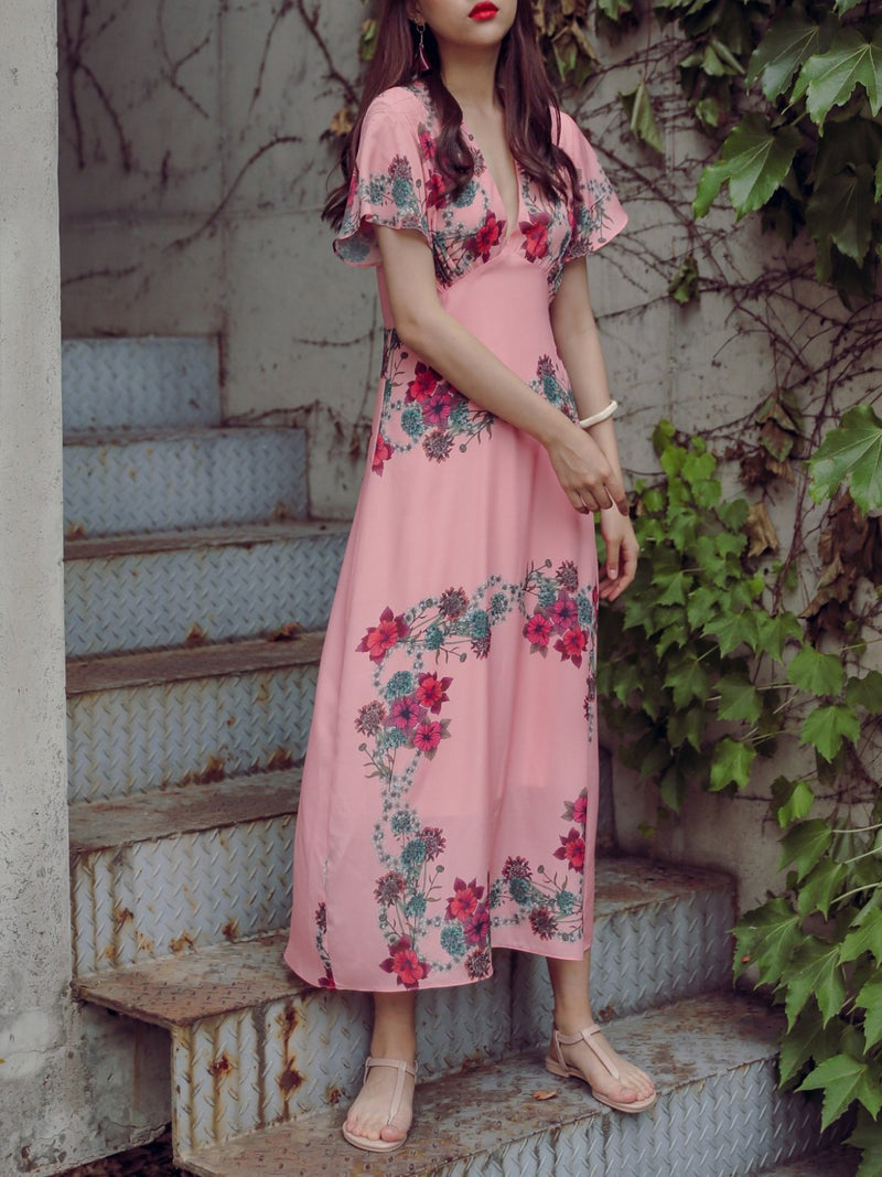 V NECK MAXI SANDRO DRESS MINUSEY