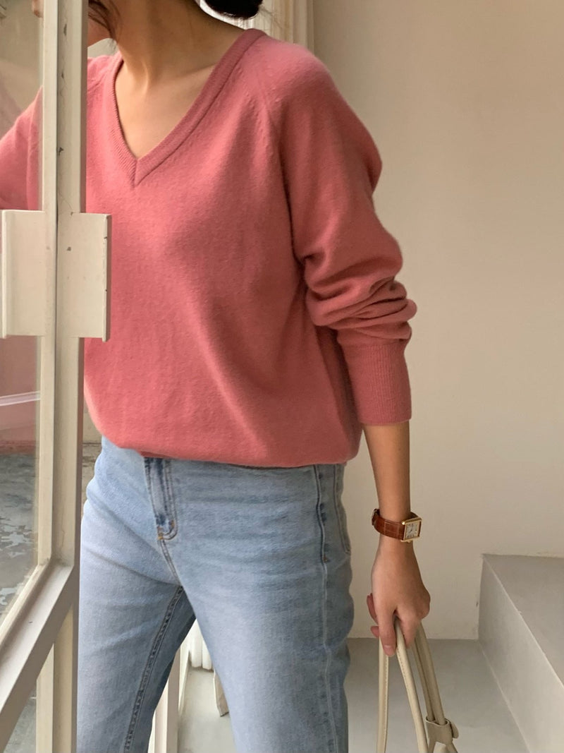 V NECK WOOL CASHMERE KNIT