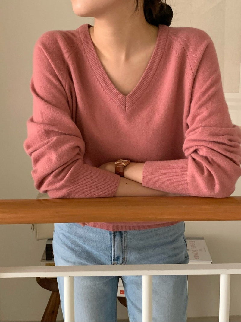 V NECK WOOL CASHMERE KNIT
