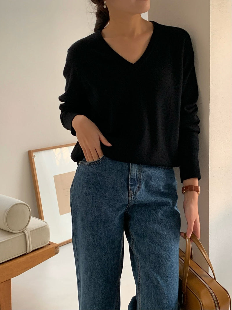 V NECK WOOL CASHMERE KNIT