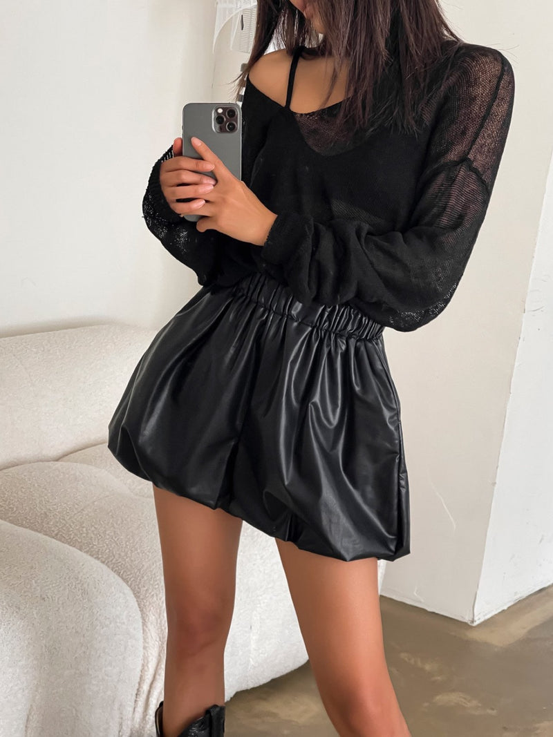 VEGAN LEATHER BALLOON SHORTS